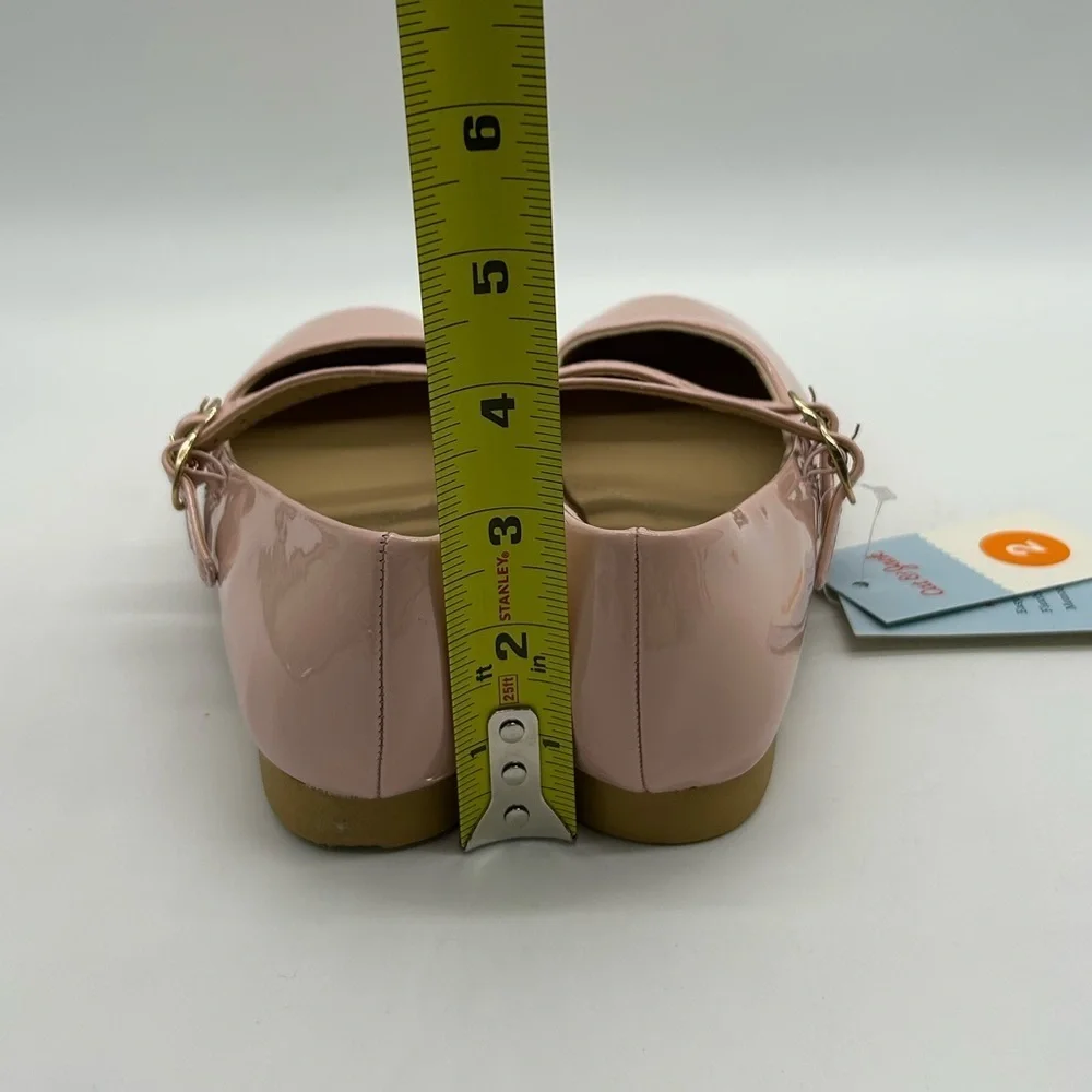 Cat & Jack Pink Double Strap Pink Flats | Size 2 | Vegan | New With Tags